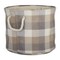 Contemporary Home Living 15&#x22; Brown and Gray Checkered Round Bin - Medium